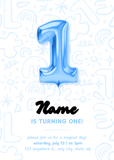Balloons number Birthday Invitation - Blue