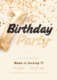 Gold Balloon Birthday Invitation