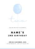 One Balloon Birthday Invitation - Blue