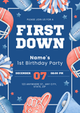Birthday - First Down - American Football - Blue