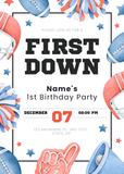 Birthday - First Down - American Football - White