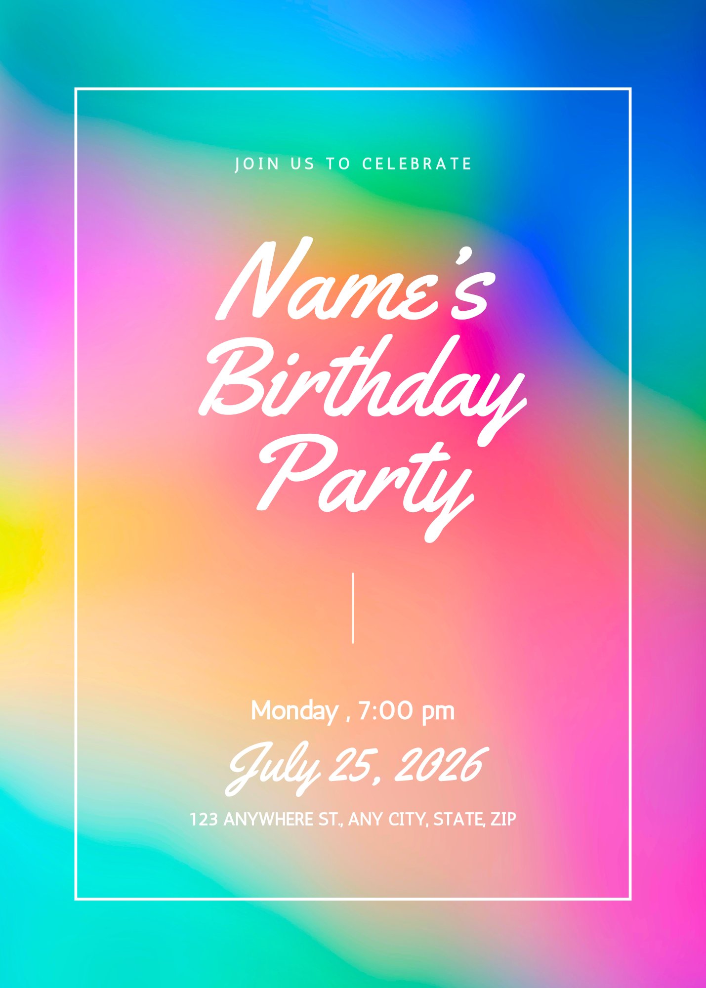 Birthday - Glitter - Rainbow - 1