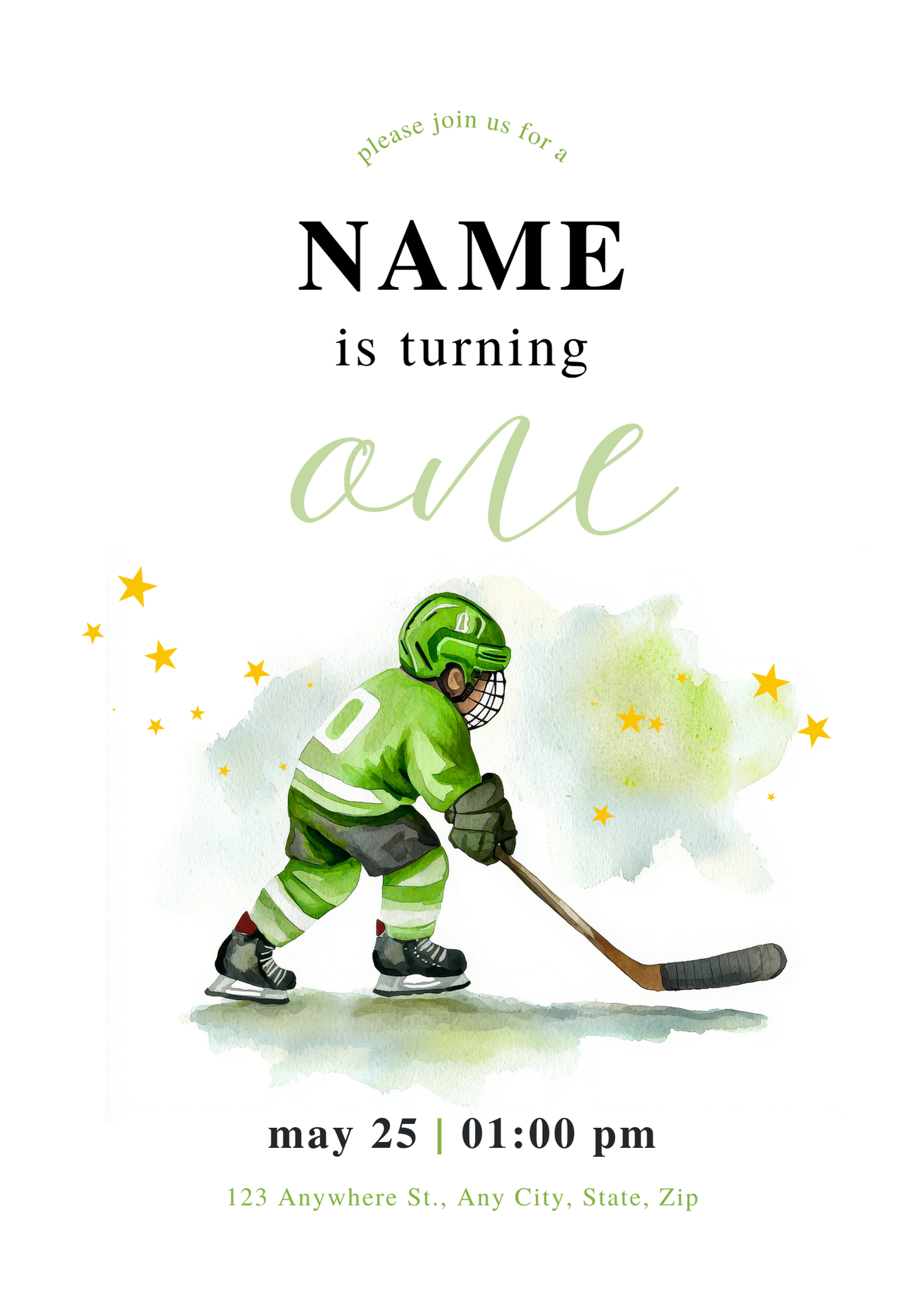 Birthday - Hockey -  Hockey boy - Green