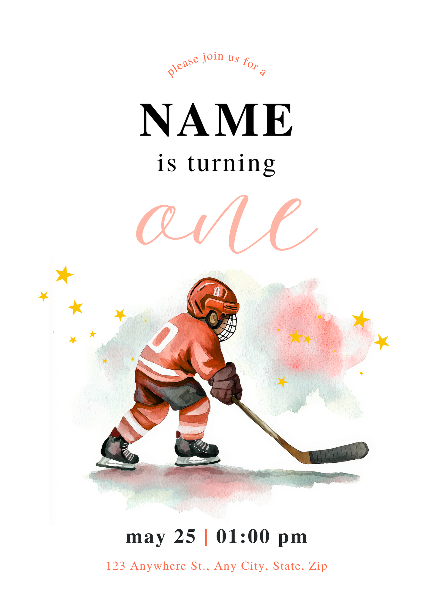 Birthday - Hockey -  Hockey boy - Red