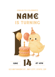 Birthday Party Animal Chick Birthday Invitation