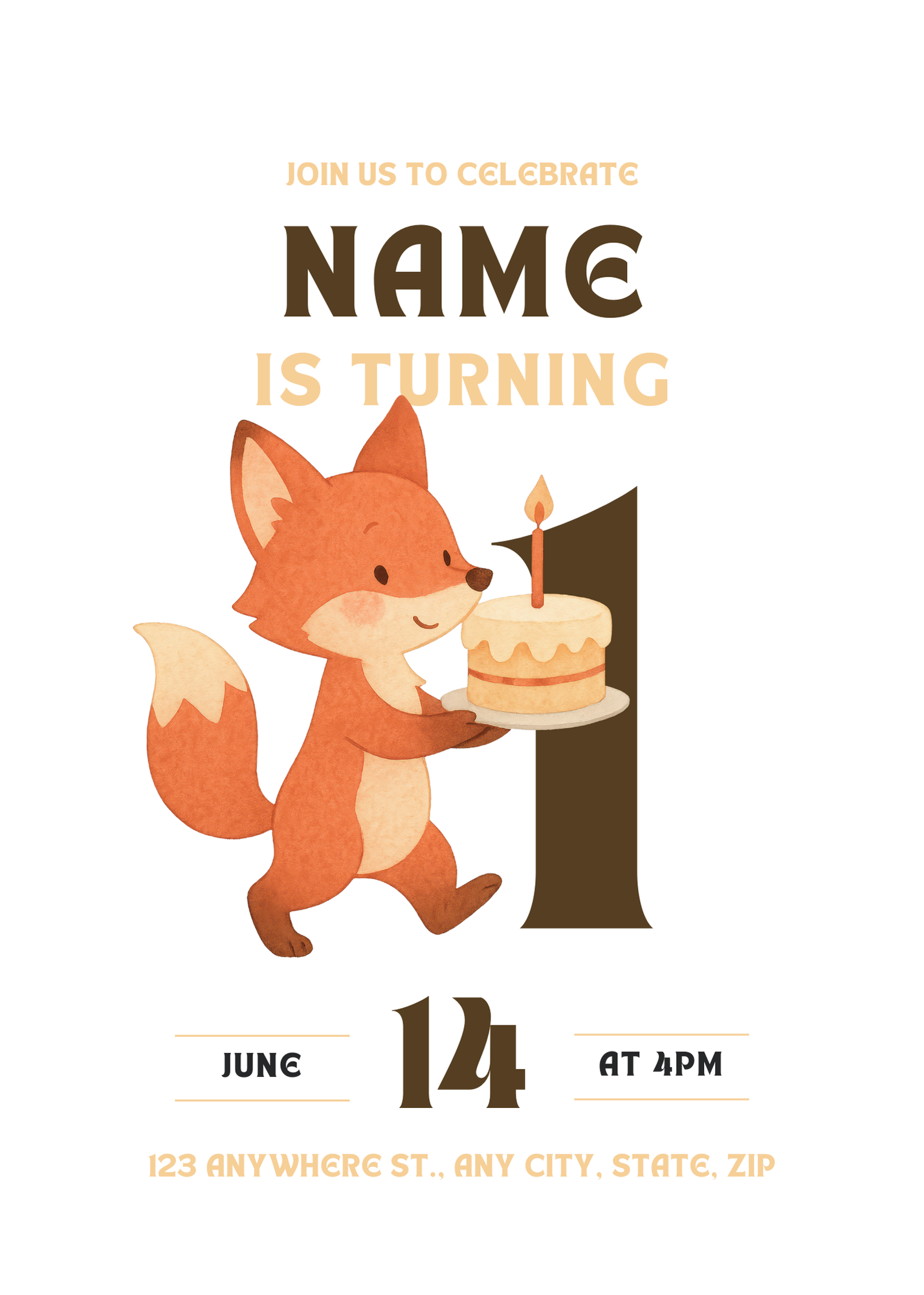 Birthday Party Animal Fox Birthday Invitation