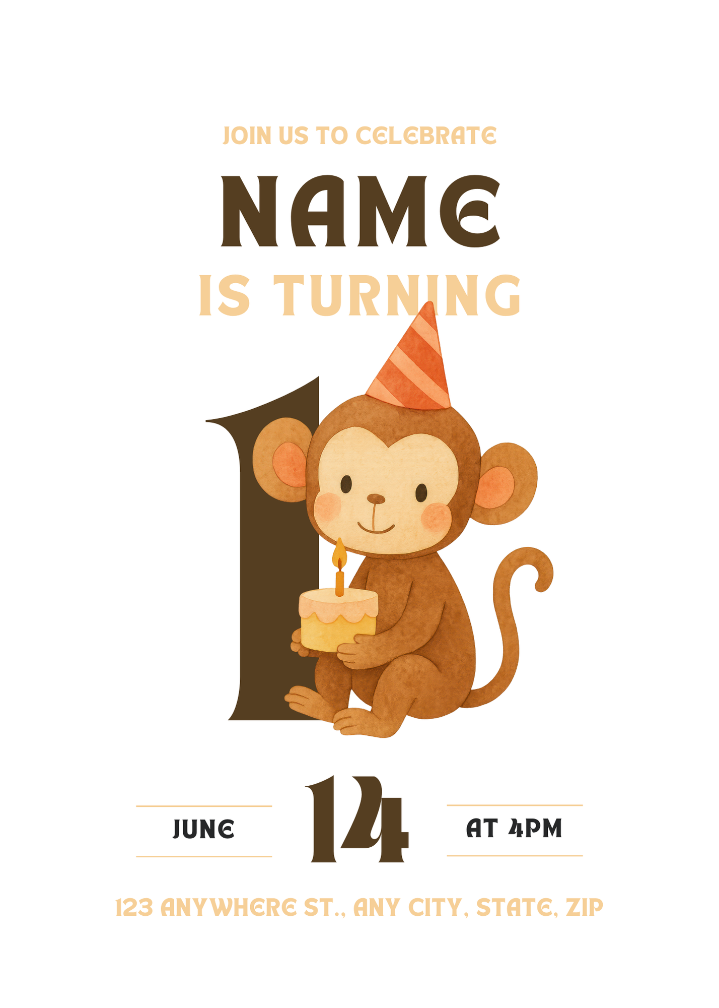 Birthday Party Animal Monkey Birthday Invitation