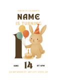 Birthday Party Animal Rabbit Birthday Invitation