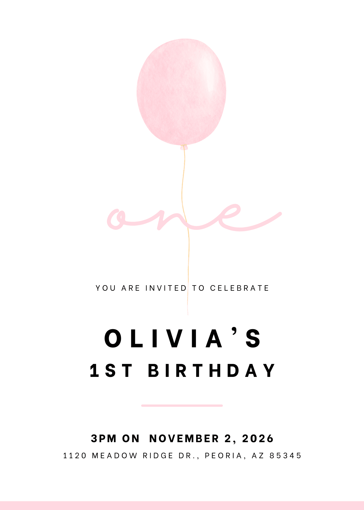 One Little Balloon (Pink)