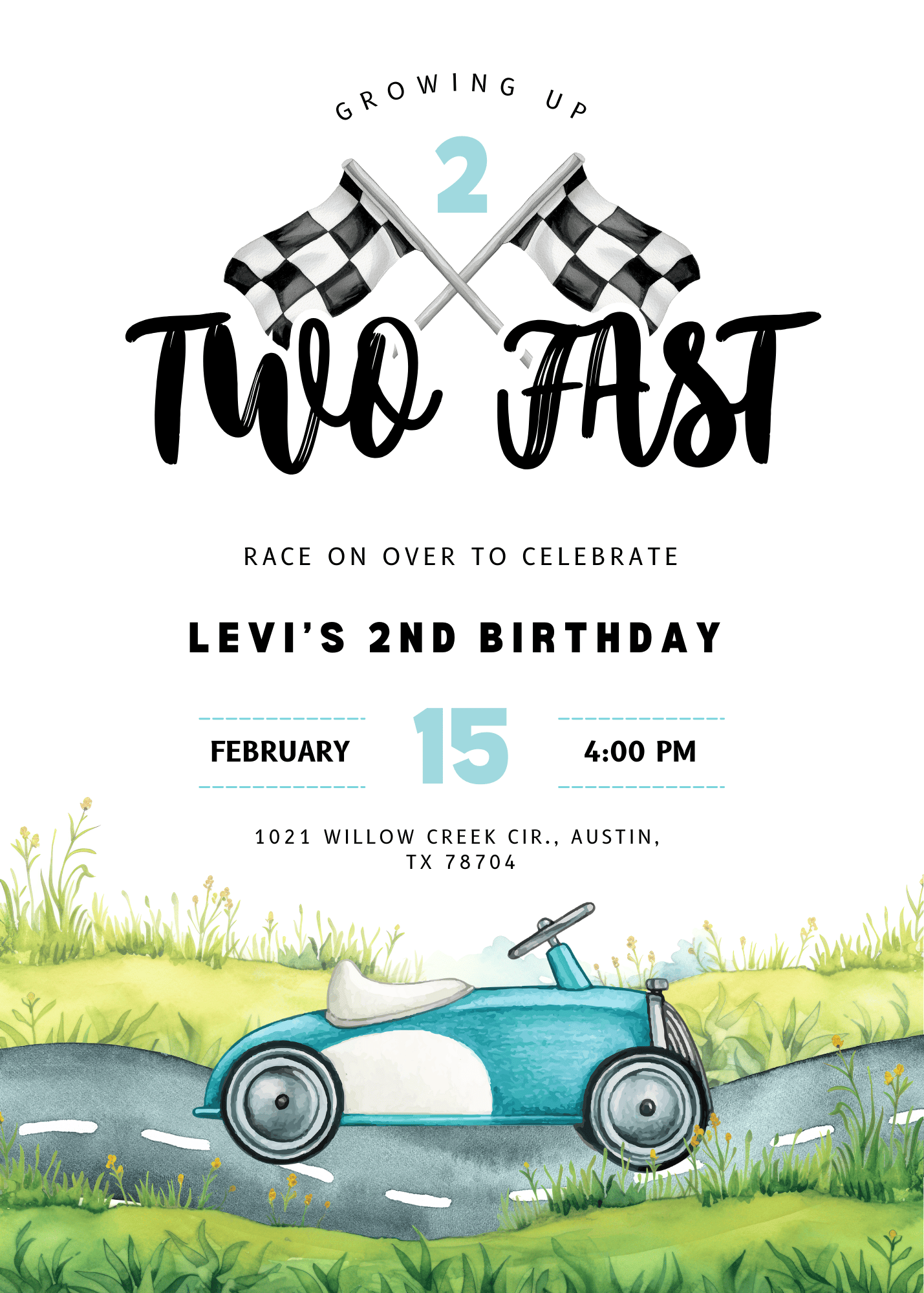 Two Fast Coastal Cruise Birthday Invitation