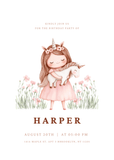 Girl with Unicorn Birthday Invitation