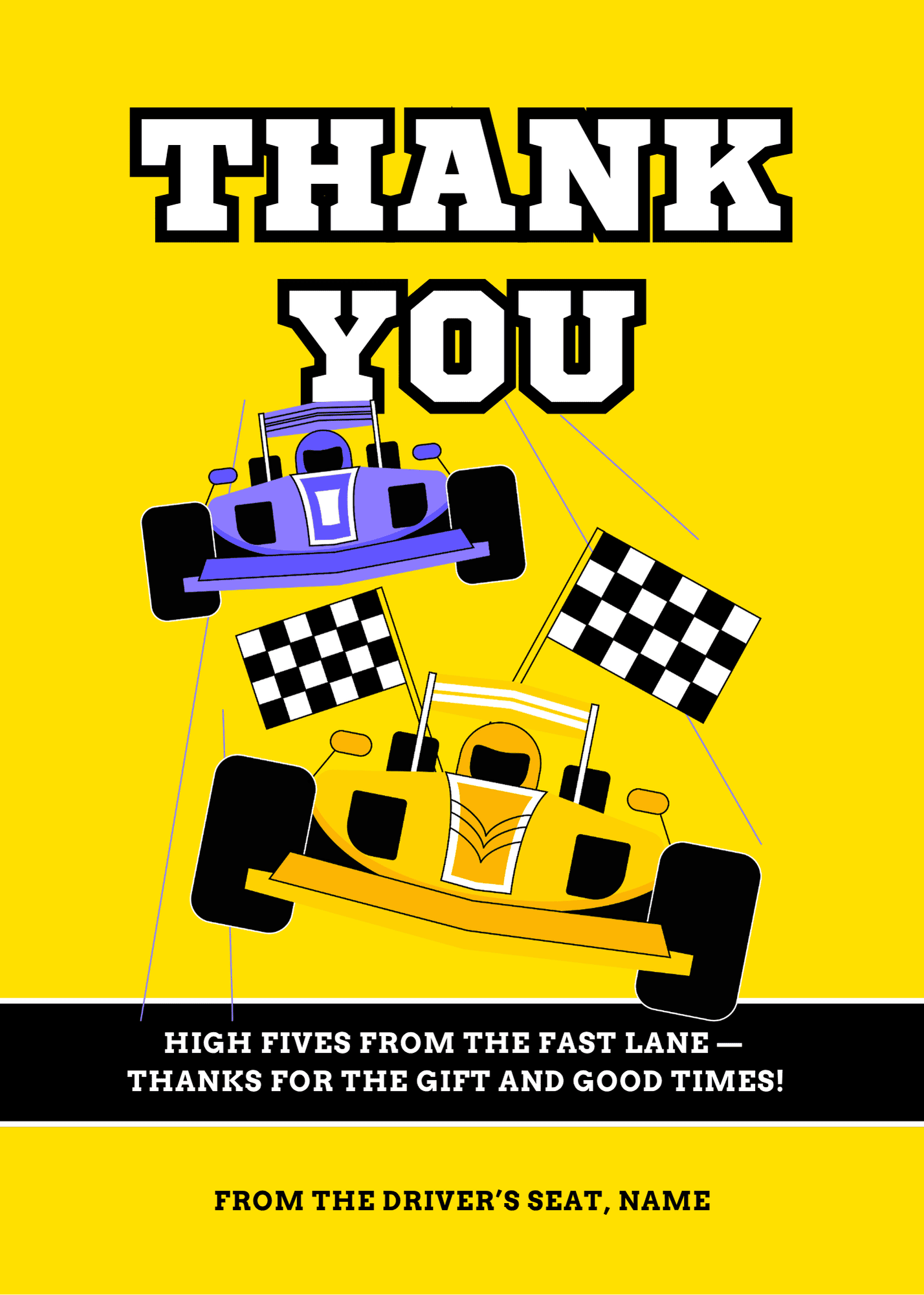 Thank You Racers Speed Racer Two Fast Birthday Invitation – Party Baby Essentials