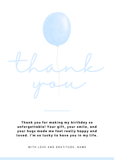 Balloons One Balloon Blue Birthday Thank You Card