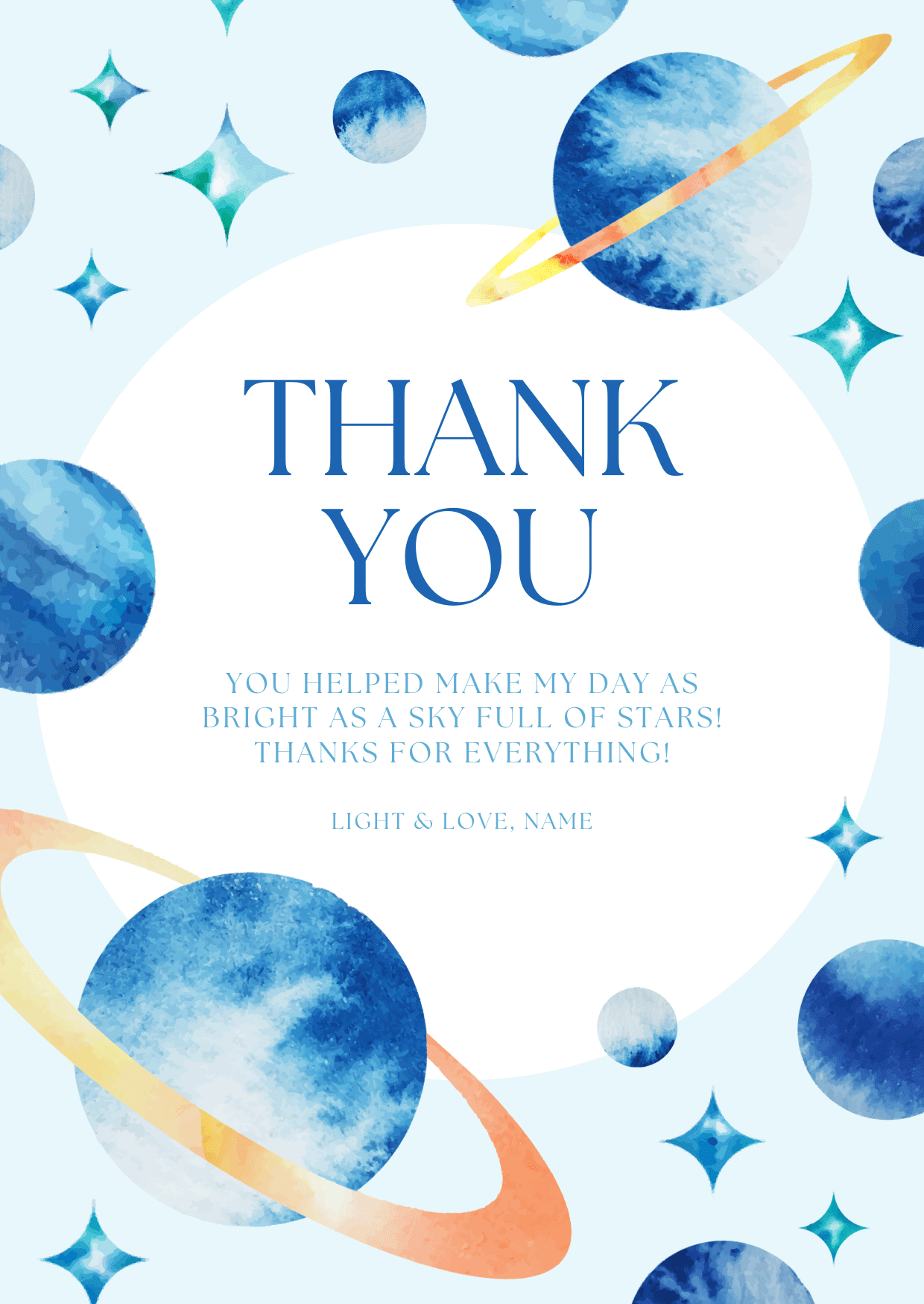 Thank you - Themed - First Trip Around The Sun - Planets - Blue