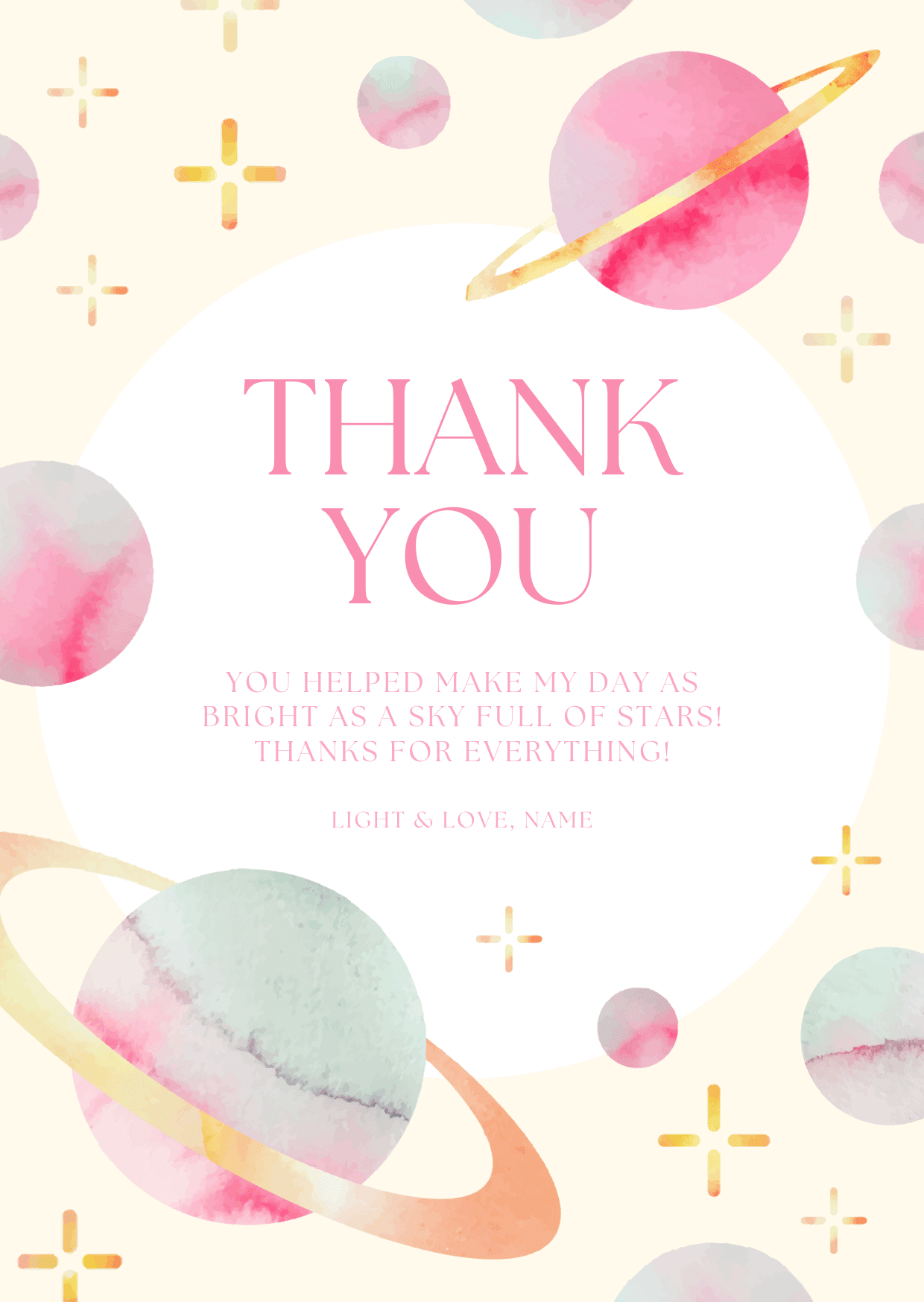 Thank you - Themed - First Trip Around The Sun - Planets - Pink